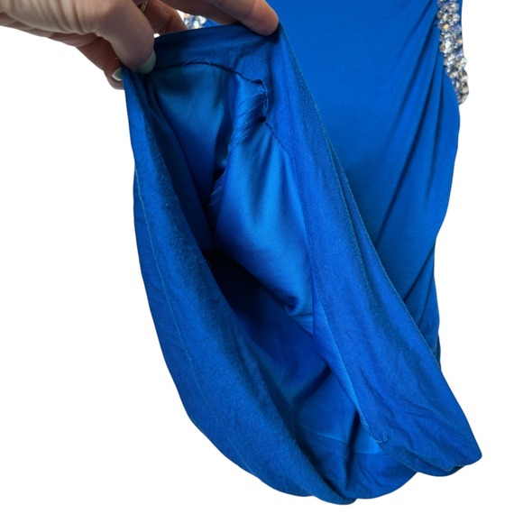 Gievergate Rhinestone Ruched Tank Top Blue size Large - Picture 5 of 6